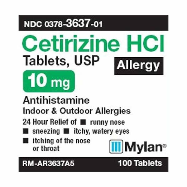 Mylan Allergy Relief 10 mg Strength Tablet, 100PK 00378363701 - main